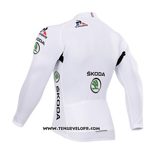2015 Maillot Ciclismo Tour DE France Blanc Manches Longues et Cuissard